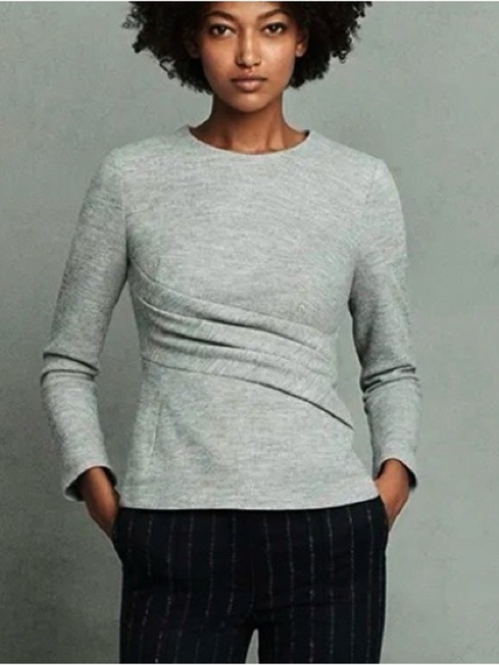 The Fold London Fitzroy Top US 2 Wool Blend Long Sleeve Old Money Professional